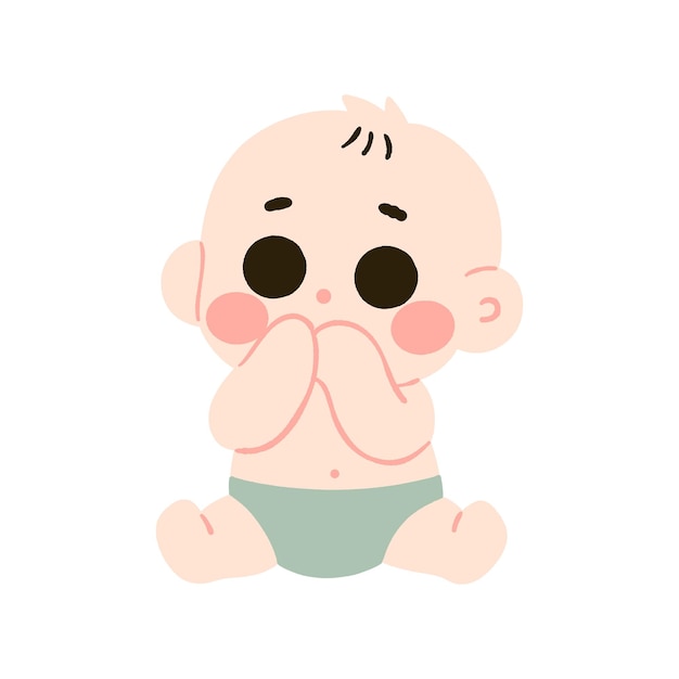 Illustration adorable d'un bébé un bébé mignon assis les mains serrées une expression innocente