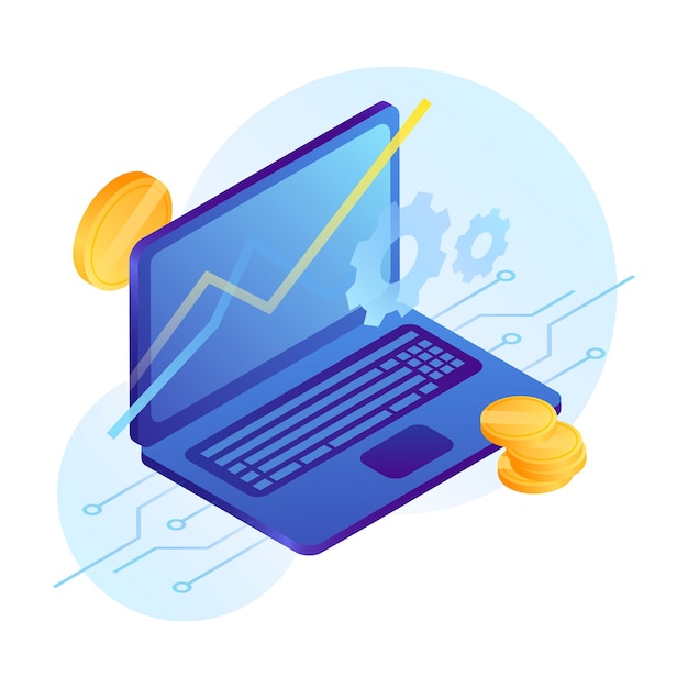 Illustration d'affaires Technologie Fintech Vecteur d'illustration pour ordinateur portable