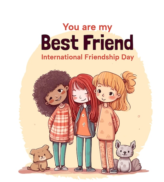 Vecteur illustration de l'affiche de la carte d'affiche de la journée internationale de l'amitié heureuse