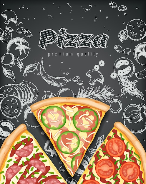 Vecteur illustration d'affiche de pizza couleur