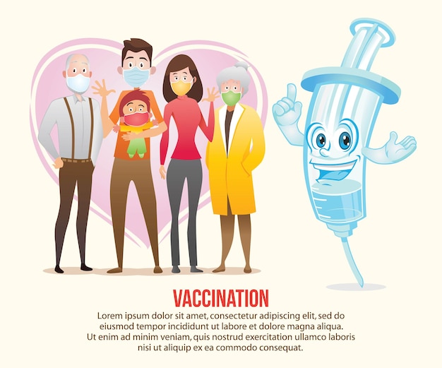 Illustration D'affiche De Vaccin Familial