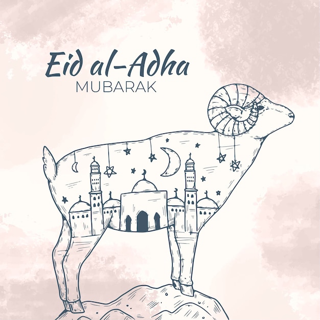 Illustration De L'aïd Al-adha Dessinée à La Main