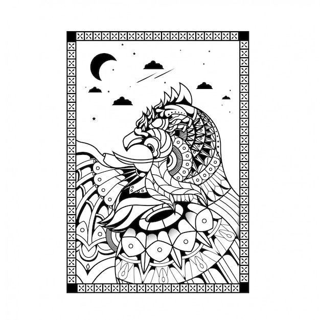 Illustration de l&#39;aigle, mandala zentangle et tshirt