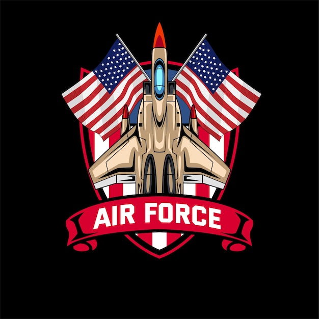 Illustration Air Jet De La Vue Supérieure Avec Le Texte Air Force Logo Esport