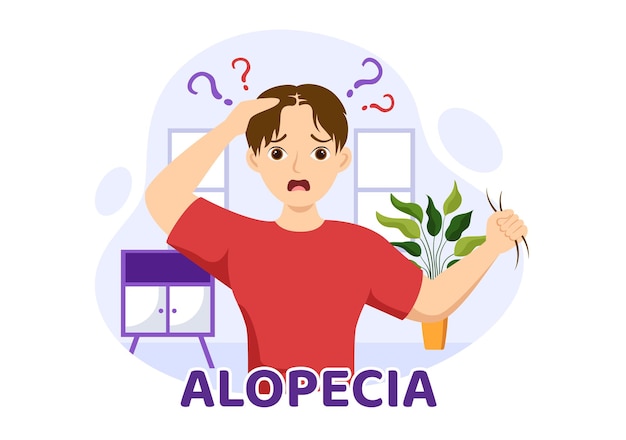 Illustration De L'alopécie Avec Perte De Cheveux Maladie Médicale Auto-immune Et Calvitie Dans Les Modèles De Soins De Santé