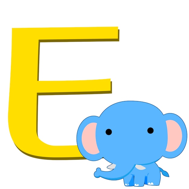 illustration de l'alphabet animal isolé E avec éléphant sur blanc