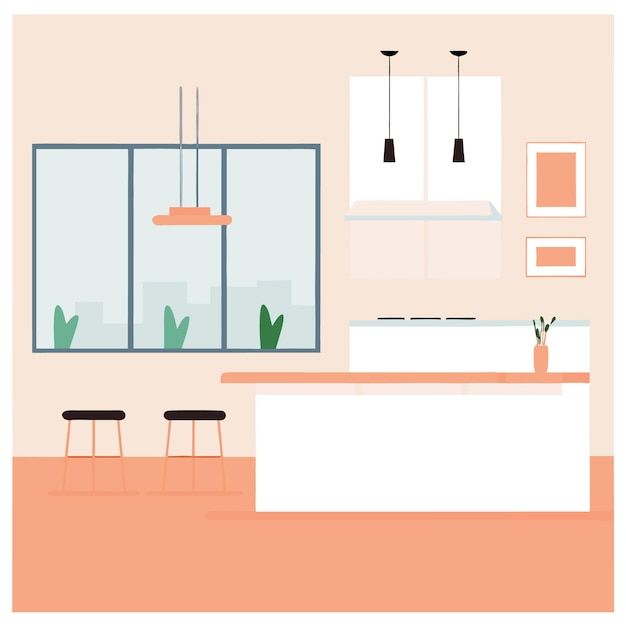 Illustration de l'aménagement intérieur d'une cuisine moderne