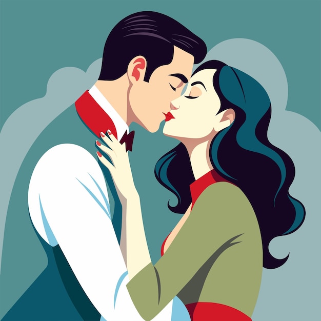 Vecteur illustration d'amour d'un couple qui s'embrasse