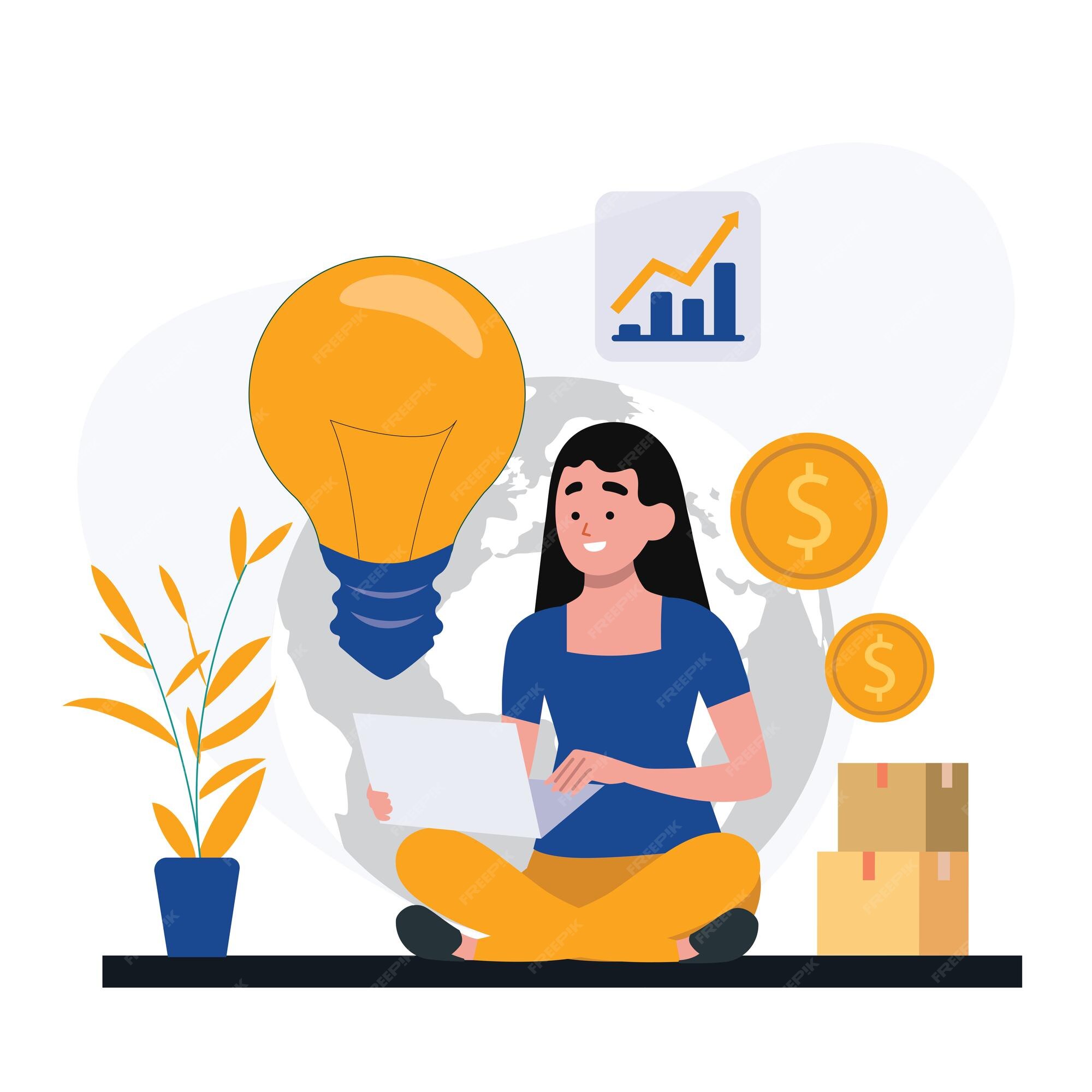 Illustration D'analyse D'idée D'entreprise Vecteur Premium