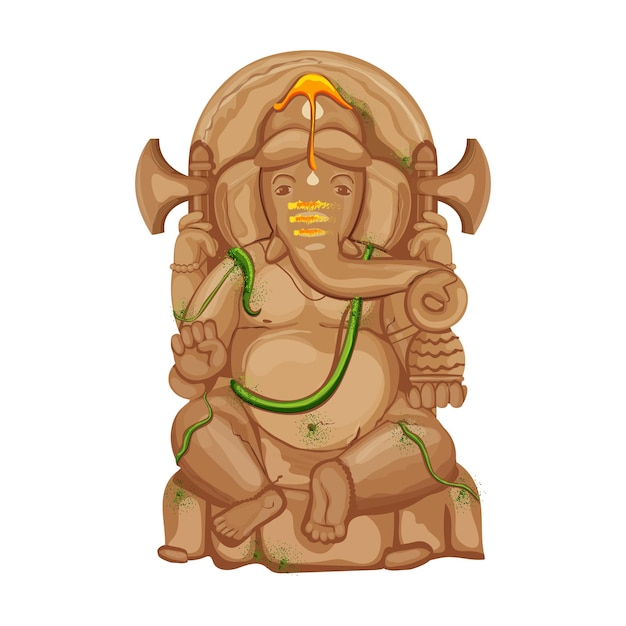 Vecteur illustration de l'ancienne statue lord ganpati