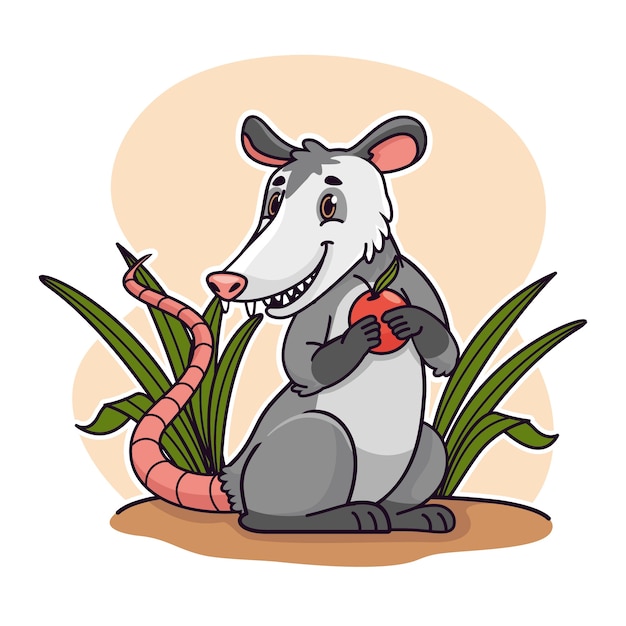 Vecteur illustration d'animal de dessin animé possum dessiné à la main