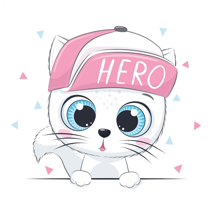 Vecteur illustration animale avec mignon chaton au capuchon.