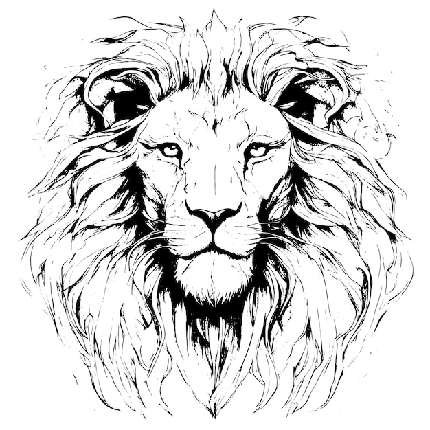 Vecteur illustration animale de vecteur de lion pour la conception de tatouage de croquis de conception sur fond blanc