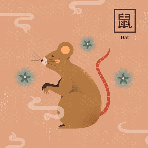 Vecteur illustration d'animaux du zodiaque chinois dessinés à la main