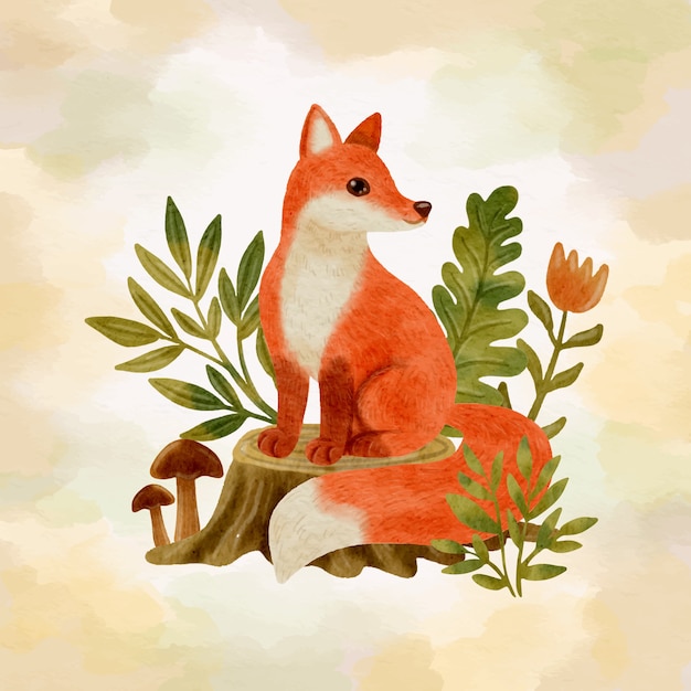 Illustration d'animaux de la forêt aquarelle