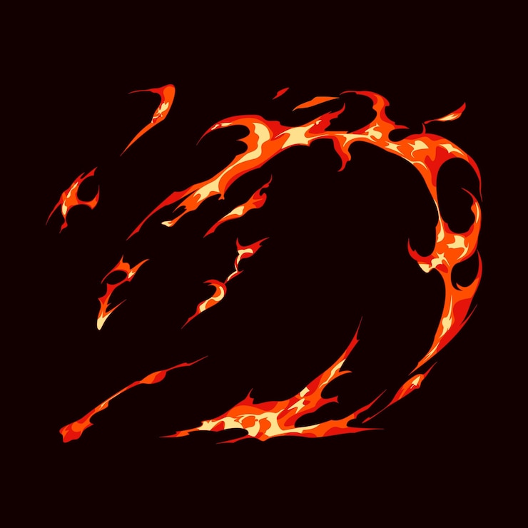 Vecteur illustration d'anime de dessin animé de flamme de feu