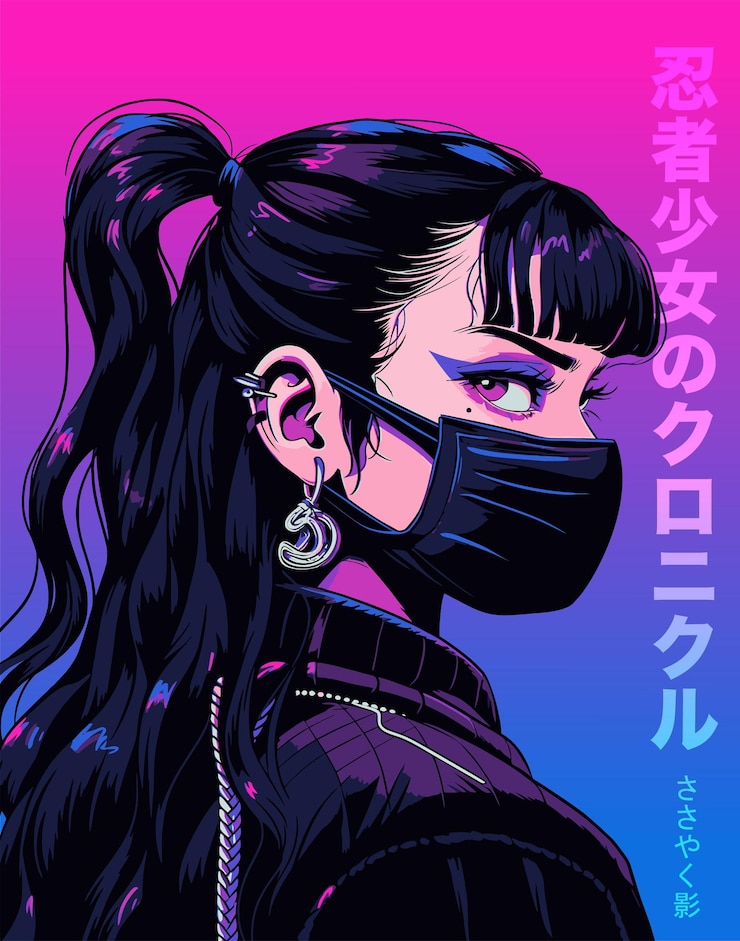 Vecteur illustration de l'anime vector of cyber chronicles enigmatic hacker (vector des chroniques cybernétiques) est une illustration animée du personnage de hacker énigmatique.