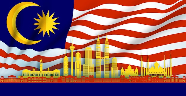 Illustration Anniversaire De L'indépendance Fête Nationale En Fond De Drapeau De La Malaisie