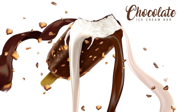 Illustration d'annonces de barres de crème glacée au chocolat