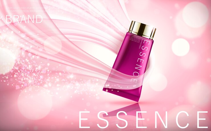Vecteur illustration d'annonces d'essence cosmétique