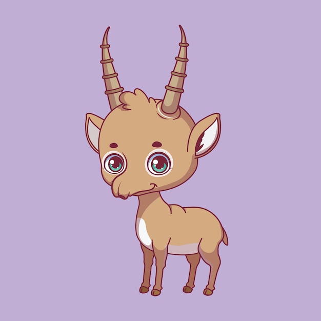 Illustration D'une Antilope Saïga De Dessin Animé Sur Fond Coloré