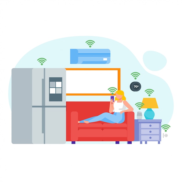 Vecteur illustration des appareils smart home