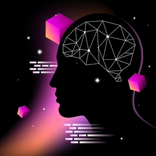 Illustration Apprentissage Machine Éléments Abstraits Graphiques Cerveau Humain