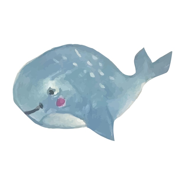 Illustration Aquarelle De Baleine Bleue.