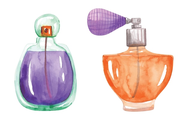 Illustration aquarelle de bouteilles de parfum