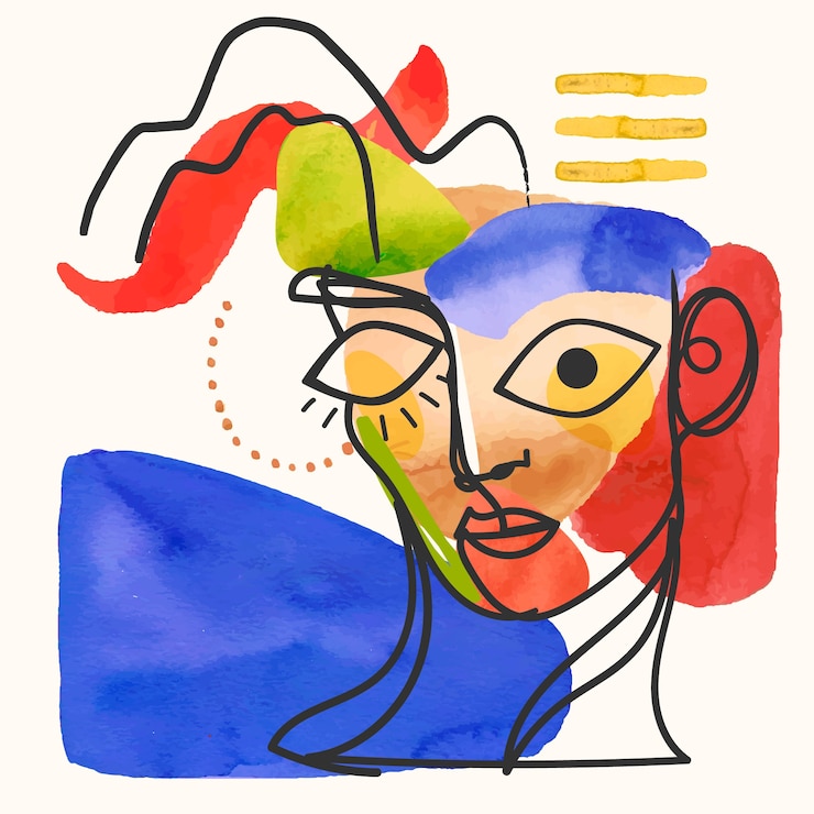 Vecteur illustration à l'aquarelle dans le style de picasso