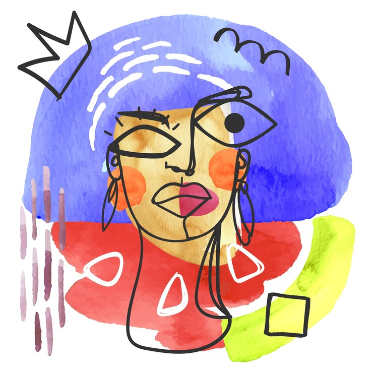 Vecteur illustration à l'aquarelle dans le style de picasso