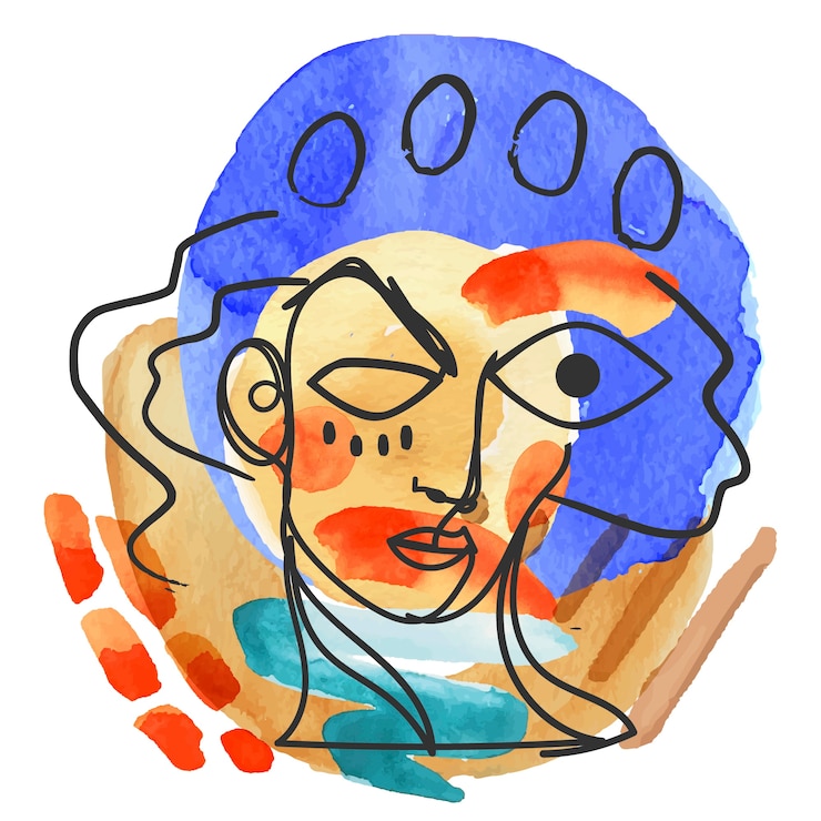 Vecteur illustration à l'aquarelle dans le style de picasso