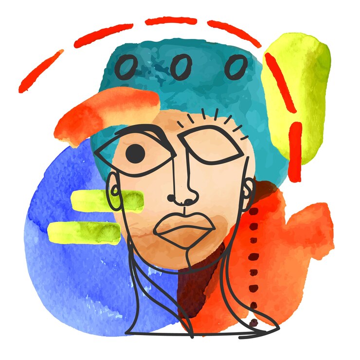 Vecteur illustration à l'aquarelle dans le style de picasso