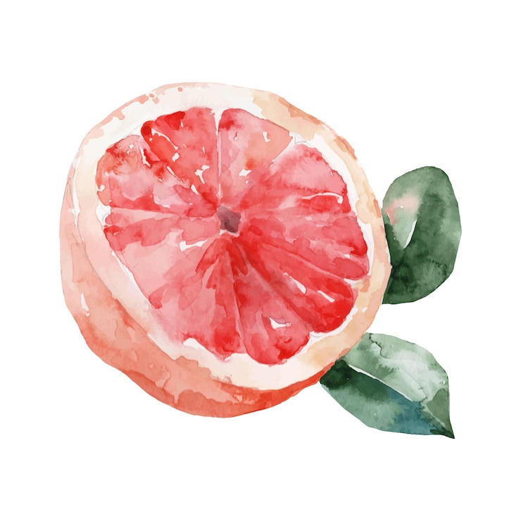 Vecteur illustration aquarelle d'un demi-pamplemousse