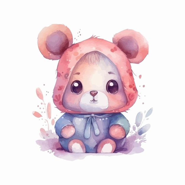 Illustration aquarelle de dessin animé mignon bébé ours