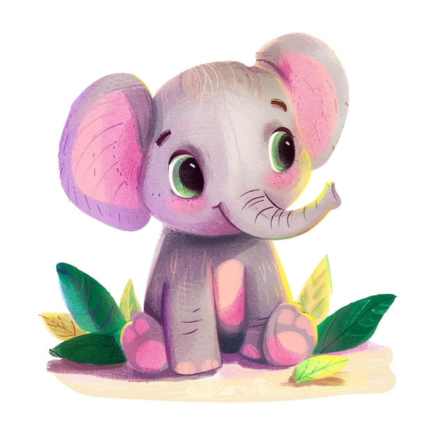 Une illustration d'aquarelle d'un éléphant mignon assis 6