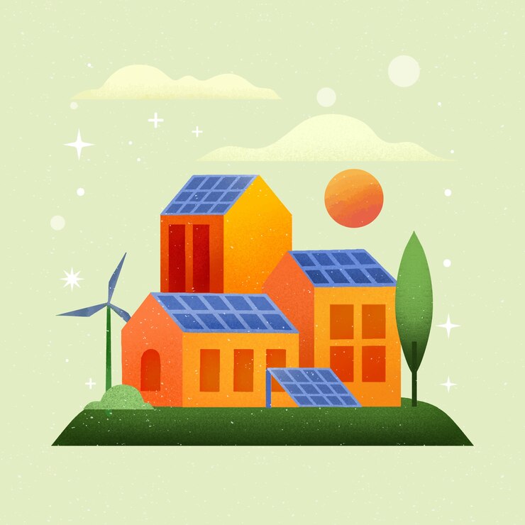 Vecteur illustration à l'aquarelle de l'énergie solaire