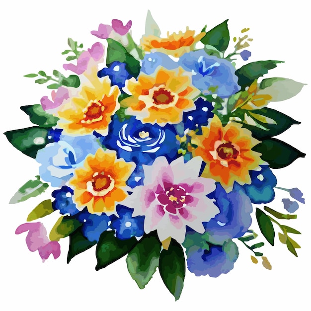 illustration à l'aquarelle de fleurs et de feuilles