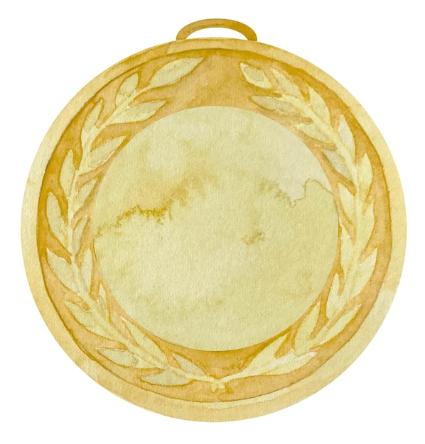 Illustration à L'aquarelle De La Forme Ronde De La Médaille Sportive Du Vainqueur D'or