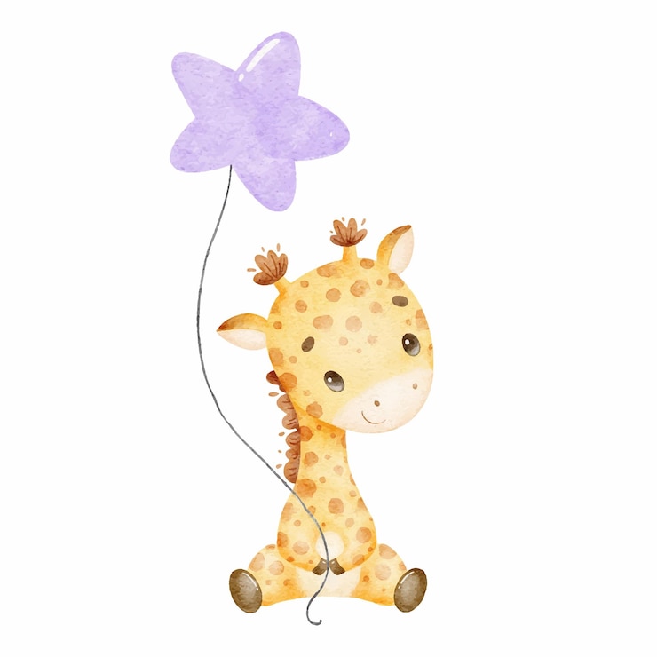 Vecteur illustration aquarelle d'une girafe de dessin animé mignon animaux tropicaux mignons