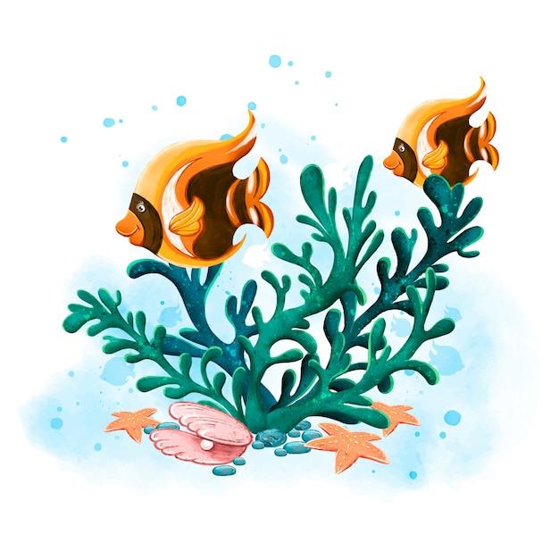 Illustration aquarelle de la journée mondiale des océans