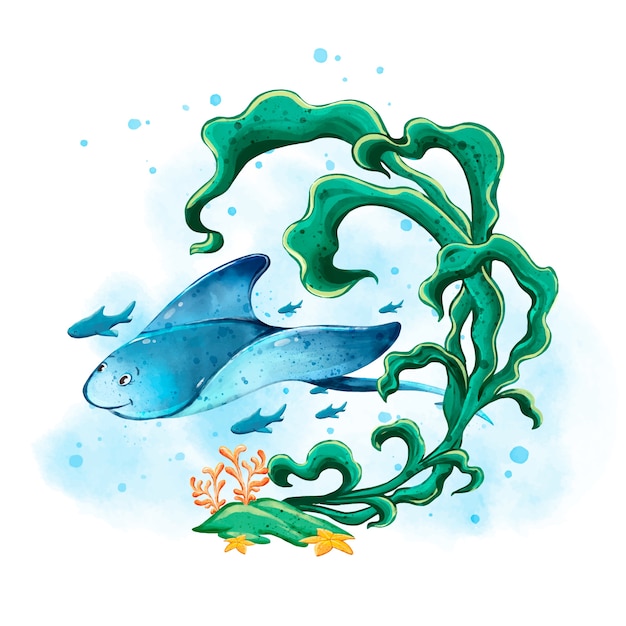 Illustration aquarelle de la journée mondiale des océans