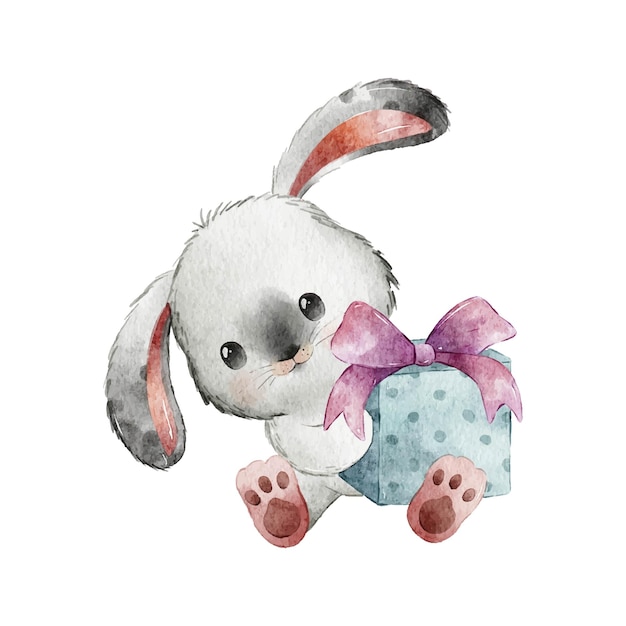 Illustration aquarelle de lapin mignon