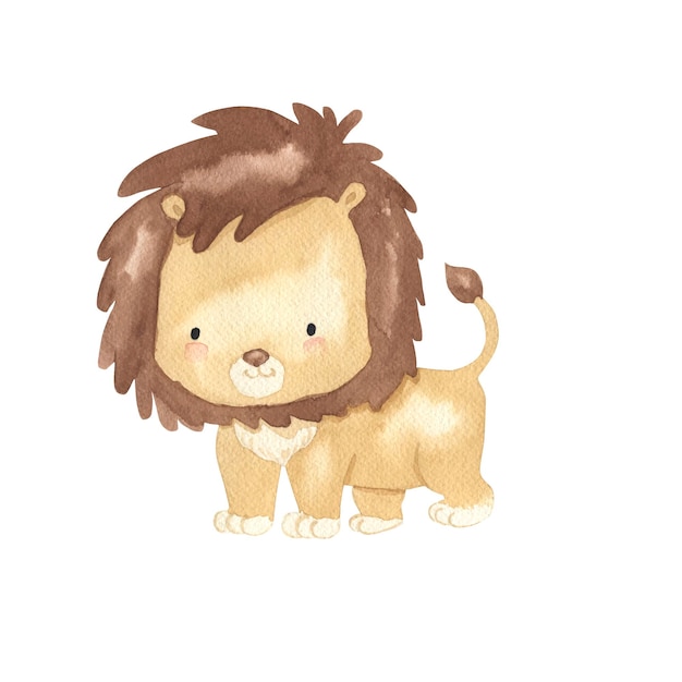 Illustration Aquarelle De Lion Pour Les Enfants