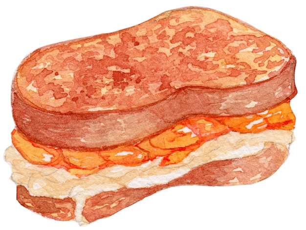 Illustration D'aquarelle De Pain Grillé Français