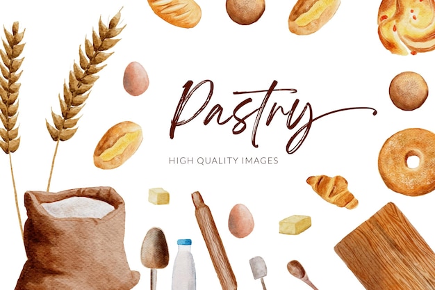 Illustration aquarelle de pâtisserie