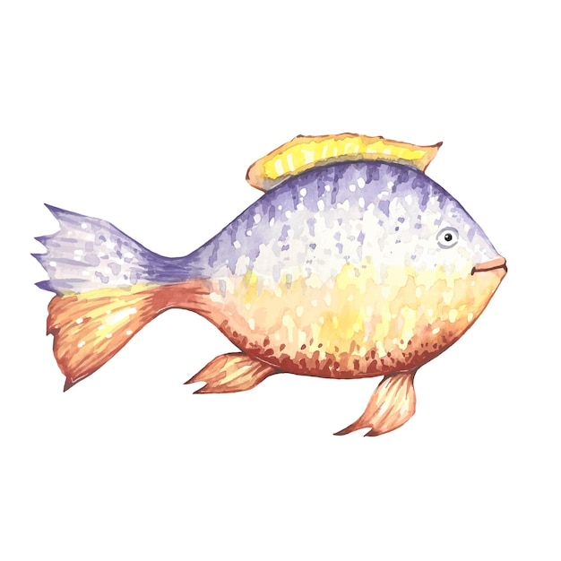 Illustration aquarelle de poisson abstrait