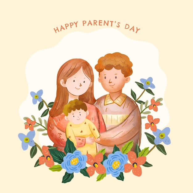 Illustration Aquarelle Pour La Célébration De La Fête Des Parents Coréens