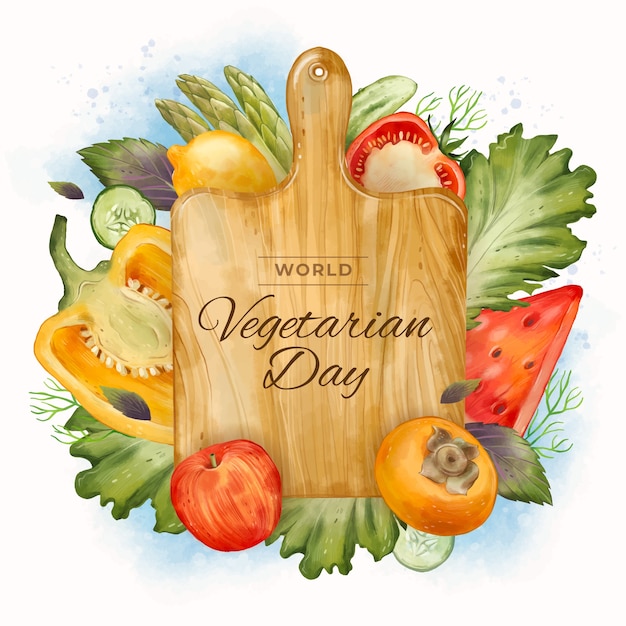 Illustration Aquarelle Pour La Journée Mondiale Des Végétariens
