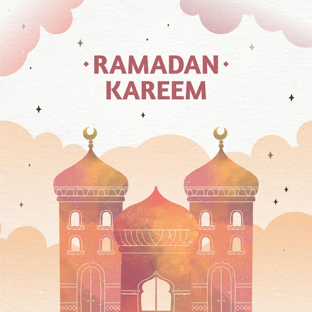 Illustration Aquarelle Ramadan Kareem